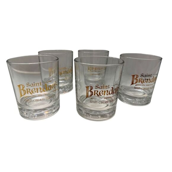 Saint Brendan's Cocktail Glass Irish Cream Gold Letters Emboss Base 6 oz set of - Picture 4 of 5